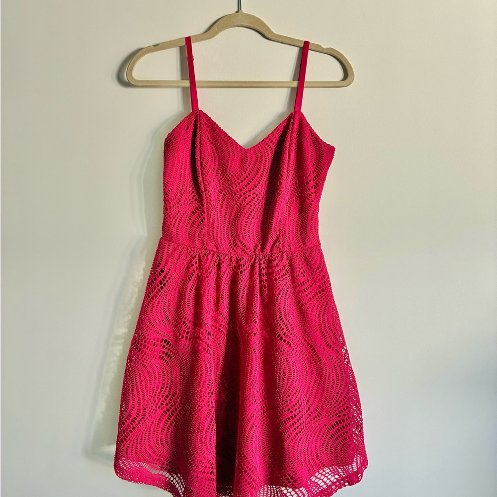Maurices Fuchsia Lace Fit & Flare Dress – Size Small